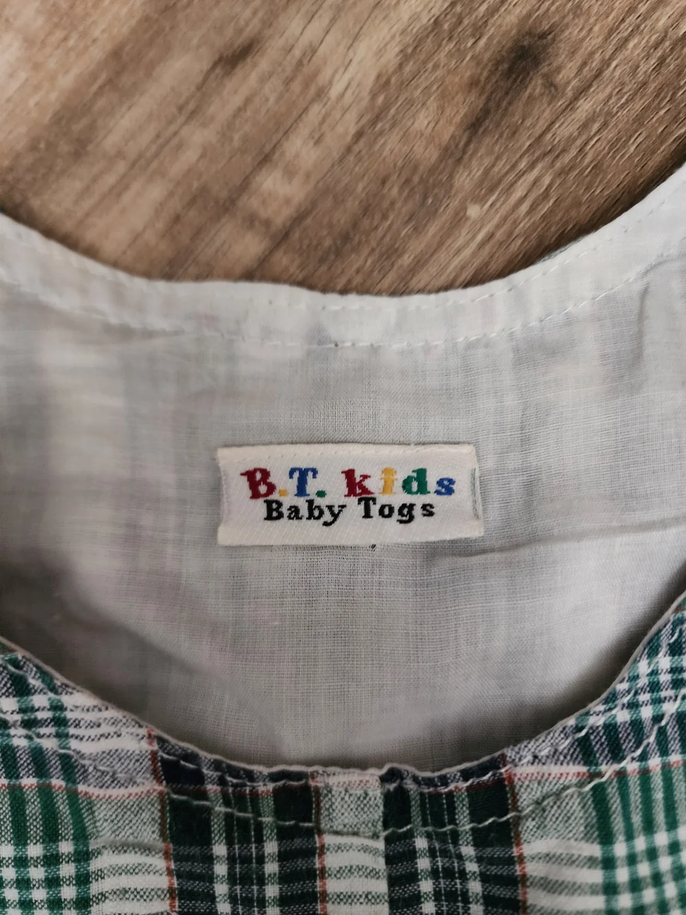 Vintage B.T. Kids Baby Toys Plaid Golf Bear Romper 1990s Y2K